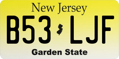 NJ license plate B53LJF