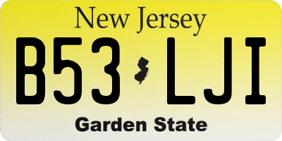 NJ license plate B53LJI