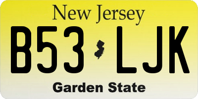 NJ license plate B53LJK