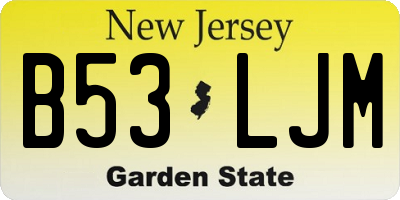 NJ license plate B53LJM