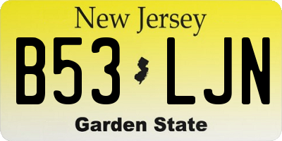 NJ license plate B53LJN