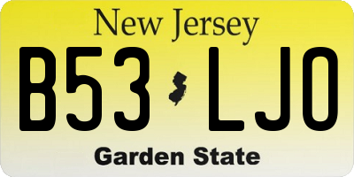 NJ license plate B53LJO