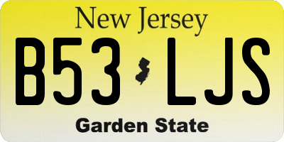 NJ license plate B53LJS