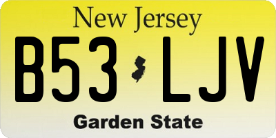 NJ license plate B53LJV