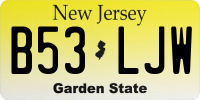 NJ license plate B53LJW