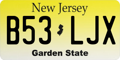NJ license plate B53LJX