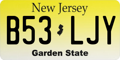 NJ license plate B53LJY
