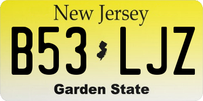 NJ license plate B53LJZ