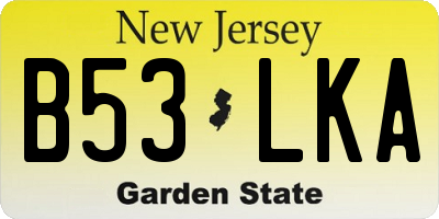 NJ license plate B53LKA