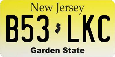NJ license plate B53LKC