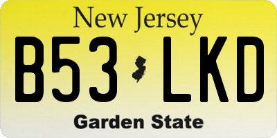 NJ license plate B53LKD