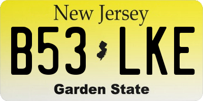 NJ license plate B53LKE