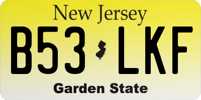 NJ license plate B53LKF