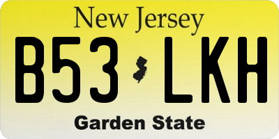 NJ license plate B53LKH