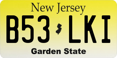 NJ license plate B53LKI
