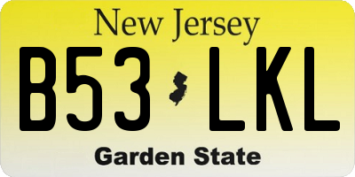 NJ license plate B53LKL