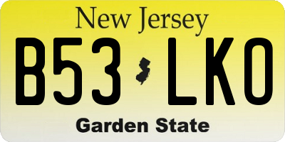 NJ license plate B53LKO
