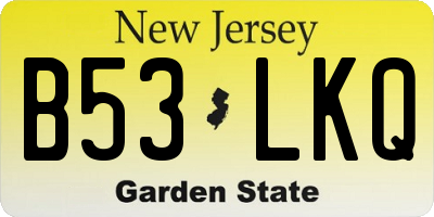 NJ license plate B53LKQ