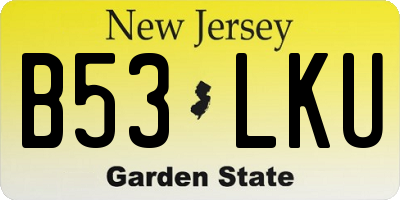 NJ license plate B53LKU