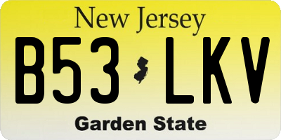 NJ license plate B53LKV