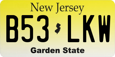 NJ license plate B53LKW