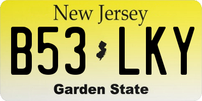 NJ license plate B53LKY