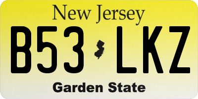 NJ license plate B53LKZ