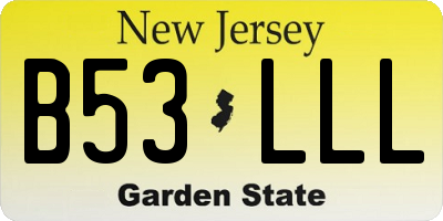 NJ license plate B53LLL