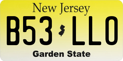 NJ license plate B53LLO