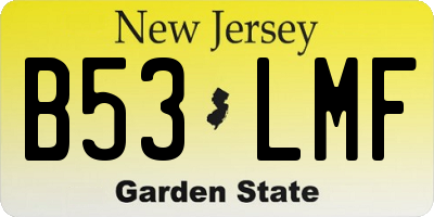 NJ license plate B53LMF