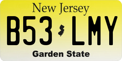 NJ license plate B53LMY