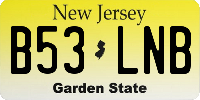 NJ license plate B53LNB