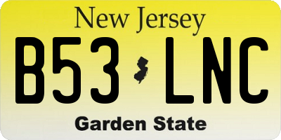 NJ license plate B53LNC