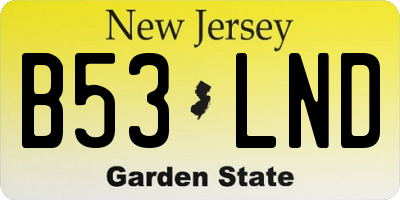 NJ license plate B53LND