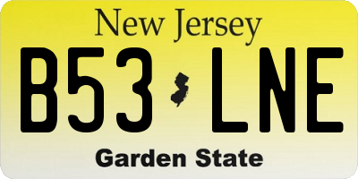 NJ license plate B53LNE
