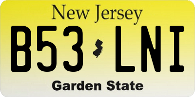 NJ license plate B53LNI