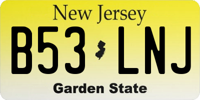 NJ license plate B53LNJ