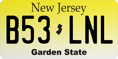 NJ license plate B53LNL
