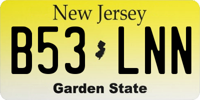 NJ license plate B53LNN