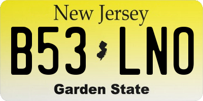 NJ license plate B53LNO