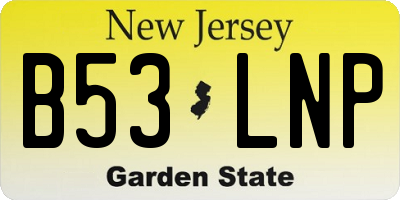 NJ license plate B53LNP