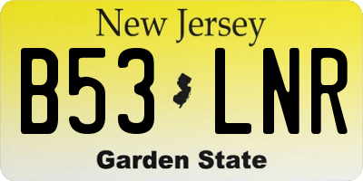NJ license plate B53LNR