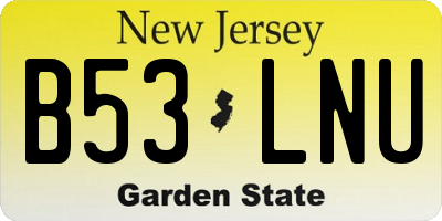 NJ license plate B53LNU