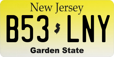 NJ license plate B53LNY