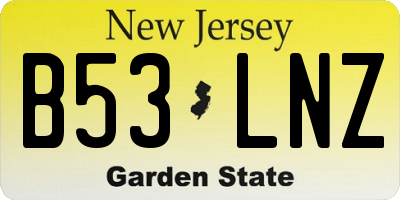 NJ license plate B53LNZ