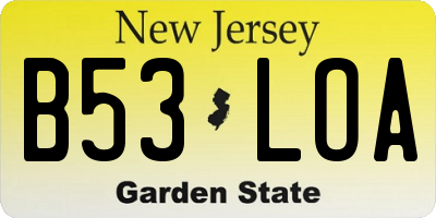 NJ license plate B53LOA
