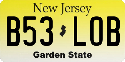 NJ license plate B53LOB