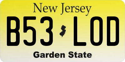 NJ license plate B53LOD
