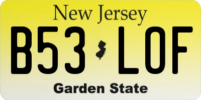 NJ license plate B53LOF