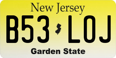 NJ license plate B53LOJ